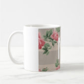 ヴィンテージの花の大きいモノグラム コーヒーマグカップ (左)