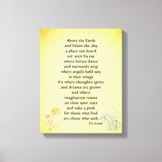 ヴィンテージの花の妖精感動的の詩 キャンバスプリント (正面)