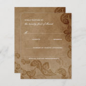 ヴィンテージの花の孔雀素朴な結婚RSVPのカード 出欠カード (正面/裏面)