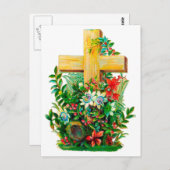 ヴィンテージの花の庭のホリークロス ポストカード (正面/裏面)