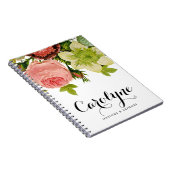 ヴィンテージの花の書道パーソナライズされた ノートブック (右側)