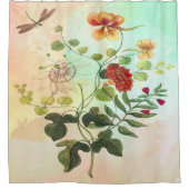 ヴィンテージの花の植物のイラストレーションによっては芸術が開花します シャワーカーテン (正面)