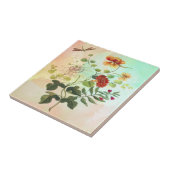 ヴィンテージの花の植物のイラストレーションによっては芸術が開花します タイル (側面)