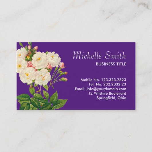 ヴィンテージの花の植物のプリントの庭師の花屋 名刺 (正面)