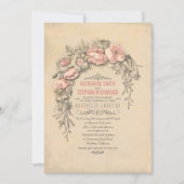 ヴィンテージの花の植物の結婚式 招待状 (正面)