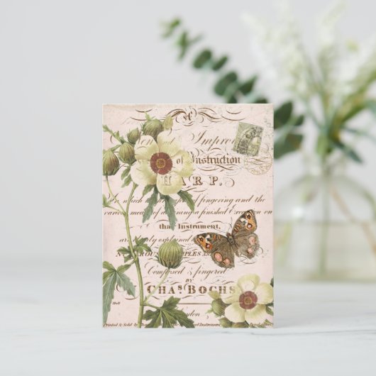 ヴィンテージの花の植物の郵便はがき ポストカード (スタンド正面)