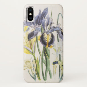 ヴィンテージの花の植物学、庭のアイリス花 iPhone X ケース