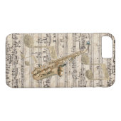 ヴィンテージの花の楽譜のサクソフォーン及び金ゴールド音楽 Case-Mate iPhoneケース (裏面(横))