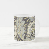 ヴィンテージの花の模様バルセロナベージュ フロストグラスマグカップ (正面右)