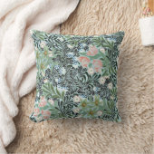 ヴィンテージの花の模様(ソフトグリーンとピンク淡い色の) クッション (ブランケット)