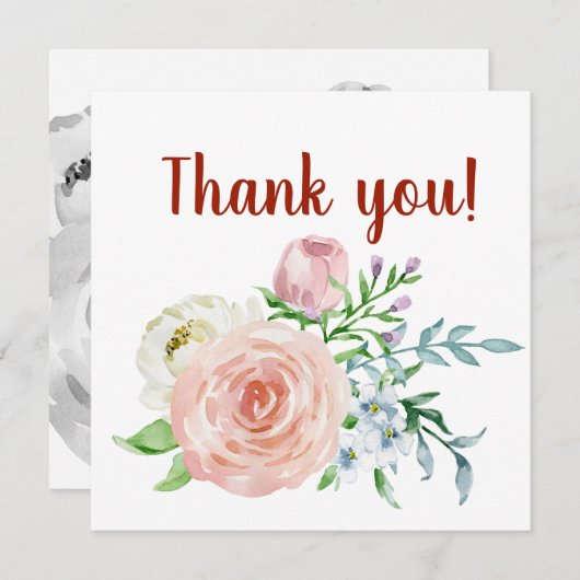 ヴィンテージの花の水彩画はデザイン感謝していしています サンキューカード (正面/裏面)