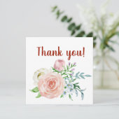 ヴィンテージの花の水彩画はデザイン感謝していしています サンキューカード (スタンド正面)