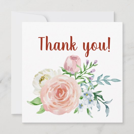ヴィンテージの花の水彩画はデザイン感謝していしています サンキューカード (正面)