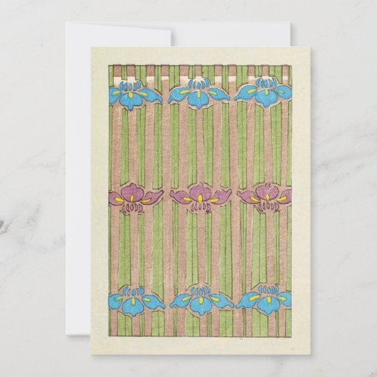 ヴィンテージの花の水色 招待状 (正面)