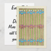 ヴィンテージの花の水色 招待状 (正面/裏面)