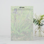 ヴィンテージの花の油絵、ゴッホのアイリス 便箋 (スタンド正面)