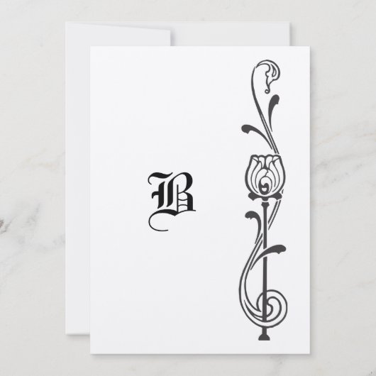 ヴィンテージの花の渦巻結婚式招待状 招待状 (裏面)