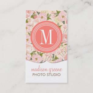 ヴィンテージの花の珊瑚のモモのガーリーな花 名刺