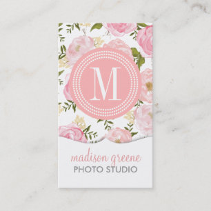 ヴィンテージの花の珊瑚のモモのガーリーな花 名刺