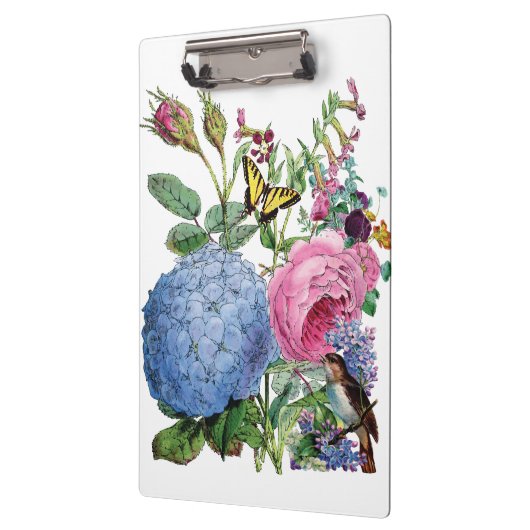 ヴィンテージの花の用箋挟 クリップボード (左)