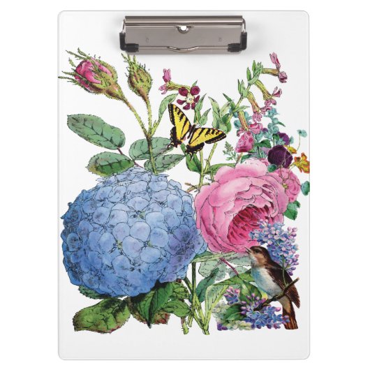 ヴィンテージの花の用箋挟 クリップボード (正面)