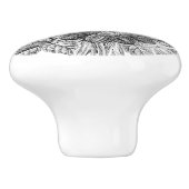 ヴィンテージの花の白黒のプリント セラミックノブ (側面)