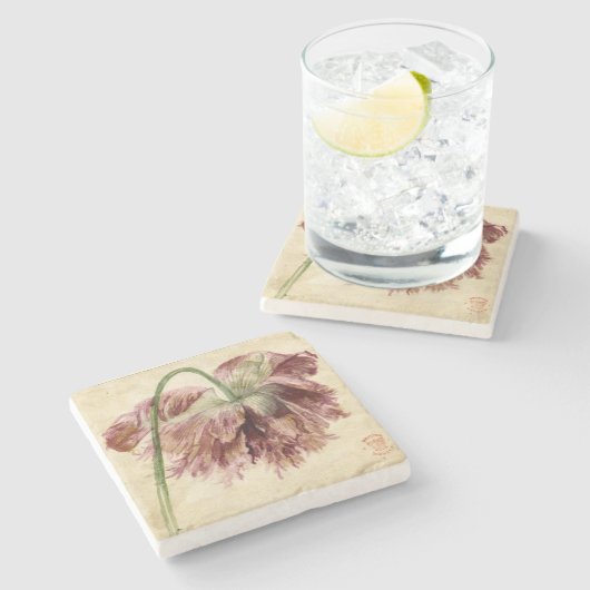 ヴィンテージの花の石造りのコースター ストーンコースター (横)