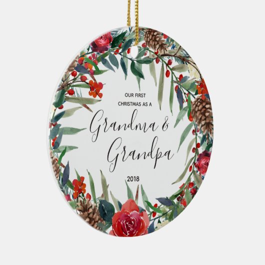 ヴィンテージの花の祖母の祖父のクリスマスのオーナメント セラミックオーナメント (右)