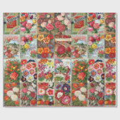 ヴィンテージの花の種の包みのコラージュのギフト用包装紙 ラッピングペーパー (フラット)