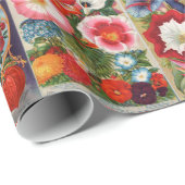 ヴィンテージの花の種の包みのコラージュのギフト用包装紙 ラッピングペーパー (ロールコーナー)