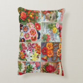 ヴィンテージの花の種の包みの庭のコラージュ アクセントクッション (裏面(縦))