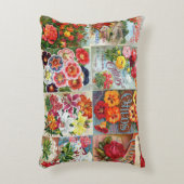 ヴィンテージの花の種の包みの庭のコラージュ アクセントクッション (正面(垂直))