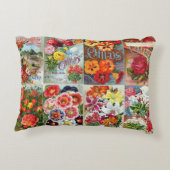 ヴィンテージの花の種の包みの庭のコラージュ アクセントクッション (裏面)