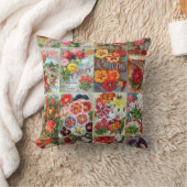 ヴィンテージの花の種の包みの庭のコラージュ クッション (ブランケット)