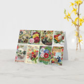 ヴィンテージの花の種はコラージュを分類します カード (黄色い花)