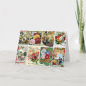 ヴィンテージの花の種はコラージュを分類します カード (正面)