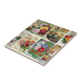 ヴィンテージの花の種はコラージュを分類します タイル (側面)