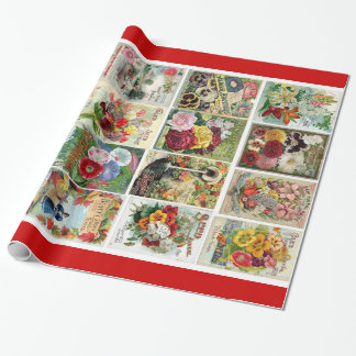 ヴィンテージの花の種はモザイクギフト用包装紙を分類します ラッピングペーパー