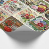 ヴィンテージの花の種カタログのコラージュの包装紙 ラッピングペーパー (角)