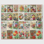 ヴィンテージの花の種カタログのコラージュの包装紙 ラッピングペーパー (フラット)