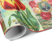 ヴィンテージの花の種カタログのコラージュの包装紙 ラッピングペーパー (ロールコーナー)