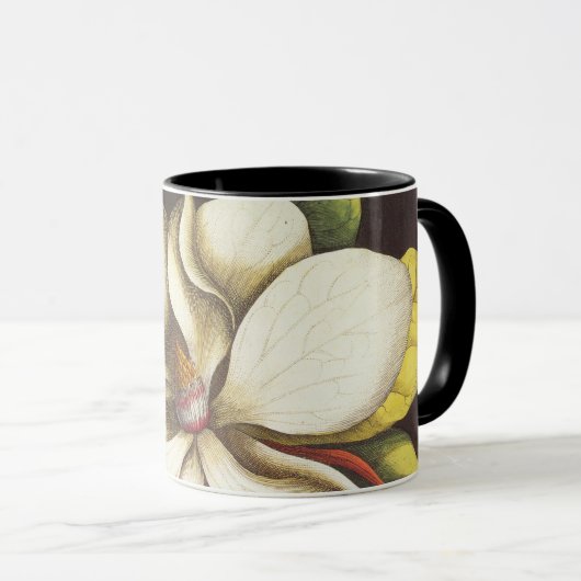 ヴィンテージの花の種付き植物 マグカップ (正面右)