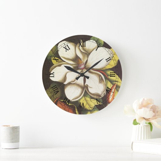 ヴィンテージの花の種付き植物 ラージ壁時計 (ホーム)