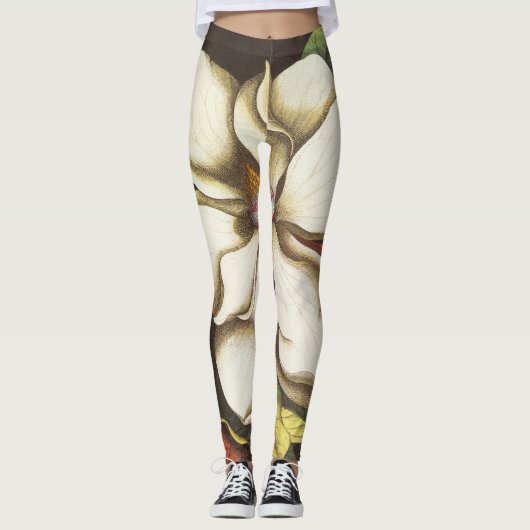 ヴィンテージの花の種付き植物 レギンス (正面)