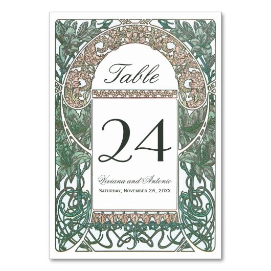 ヴィンテージの花の結婚式のテーブル数I テーブルナンバー (正面)