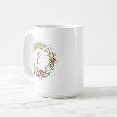 ヴィンテージの花の結婚式のSucculent |のモノグラム コーヒーマグカップ (正面左)