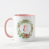 ヴィンテージの花の結婚式のSucculent |のモノグラム マグカップ (左)