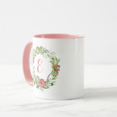 ヴィンテージの花の結婚式のSucculent |のモノグラム マグカップ (正面左)