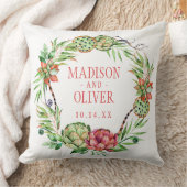 ヴィンテージの花の緑及びピンクのSucculent結婚する| クッション (ブランケット)