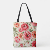 ヴィンテージの花の美しいトートバッグ トートバッグ (裏面)